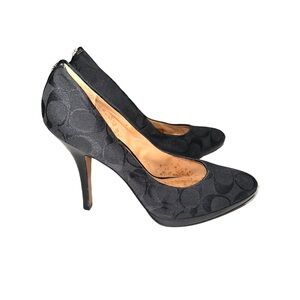 Coach Caya Logo Canvas Black Pumps 8.5